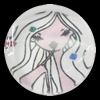 Glass Cabochons, fancy drawing, Flat Round 18mm, Sold by Bag