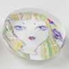 Glass Cabochons, fancy drawing, Flat Round 18mm, Sold by Bag