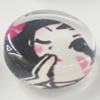 Glass Cabochons, fancy drawing, Flat Round 18mm, Sold by Bag