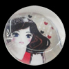 Glass Cabochons, fancy drawing, Flat Round 18mm, Sold by Bag