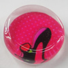 Glass Cabochons, fancy drawing, Flat Round 18mm, Sold by Bag