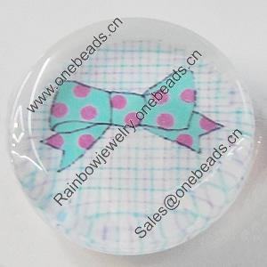 Glass Cabochons, fancy drawing, Flat Round 18mm, Sold by Bag