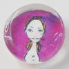 Glass Cabochons, fancy drawing, Flat Round 18mm, Sold by Bag