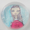 Glass Cabochons, fancy drawing, Flat Round 18mm, Sold by Bag