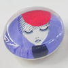 Glass Cabochons, fancy drawing, Flat Round 18mm, Sold by Bag