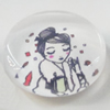 Glass Cabochons, fancy drawing, Flat Round 18mm, Sold by Bag