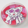 Glass Cabochons, fancy drawing, Flat Round 18mm, Sold by Bag