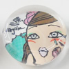 Glass Cabochons, fancy drawing, Flat Round 18mm, Sold by Bag
