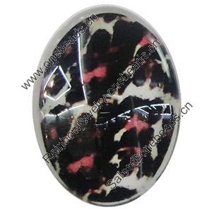 Glass Cabochons, fancy drawing, Flat Oval 18x25mm, Sold by Bag