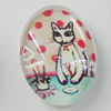 Glass Cabochons, fancy drawing, Flat Oval 18x25mm, Sold by Bag