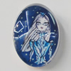 Glass Cabochons, fancy drawing, Flat Oval 18x25mm, Sold by Bag