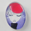 Glass Cabochons, fancy drawing, Flat Oval 18x25mm, Sold by Bag