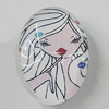 Glass Cabochons, fancy drawing, Flat Oval 18x25mm, Sold by Bag