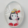 Glass Cabochons, fancy drawing, Flat Oval 18x25mm, Sold by Bag