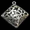Copper Pendant Jewelry Findings Lead-free, Diamond, 25x29mm, Sold by Bag