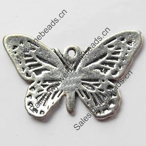 Pendant, Zinc Alloy Jewelry Findings, Butterfly, 24x14mm, Sold by Bag