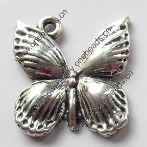 Pendant, Zinc Alloy Jewelry Findings, Butterfly, 17x18mm, Sold by Bag