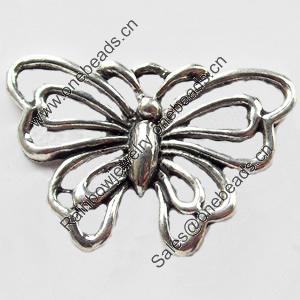 Pendant, Zinc Alloy Jewelry Findings, Butterfly, 28x19mm, Sold by Bag