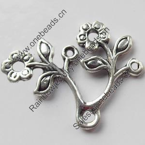 Pendant, Zinc Alloy Jewelry Findings, Flower, 28x22mm, Sold by Bag