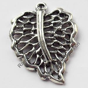 Pendant, Zinc Alloy Jewelry Findings, Leaf, 18x24mm, Sold by Bag