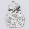Pendant, Zinc Alloy Jewelry Findings, 39x68mm, Sold by Bag