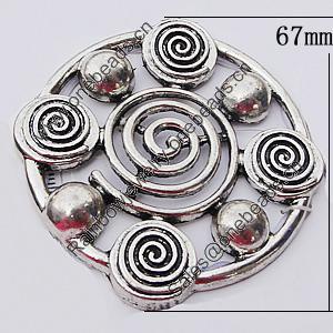 Pendant, Zinc Alloy Jewelry Findings, 67mm, Sold by Bag