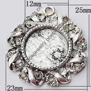 Zinc Alloy Pendant Settings, Outside diameter:23x25mm, Interior diameter:12mm, Sold by Bag 