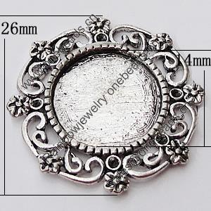 Zinc Alloy Cabochons Settings, Outside diameter:26mm, Interior diameter:14mm, Sold by Bag 