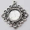 Zinc Alloy Pendant Settings, Outside diameter:27x30mm, Interior diameter:12mm, Sold by Bag 