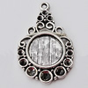 Zinc Alloy Pendant Settings, Outside diameter:21x33mm, Interior diameter:12mm, Sold by Bag 