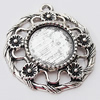 Zinc Alloy Pendant Settings, Outside diameter:25x28mm, Interior diameter:12mm, Sold by Bag 