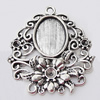 Zinc Alloy Pendant Settings, Outside diameter:29x33mm, Interior diameter:10x14mm, Sold by Bag 