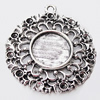 Zinc Alloy Pendant Settings, Outside diameter:30x33mm, Interior diameter:12mm, Sold by Bag 