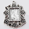 Zinc Alloy Pendant Settings, Outside diameter:25x34mm, Interior diameter:10x14mm, Sold by Bag 