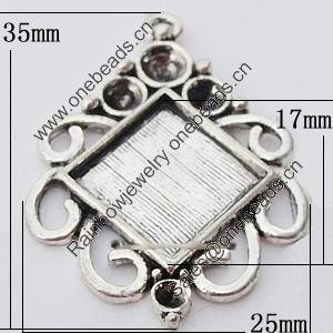 Zinc Alloy Pendant Settings, Outside diameter:25x35mm, Interior diameter:17mm, Sold by Bag