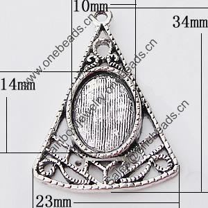 Zinc Alloy Pendant Settings, Outside diameter:23x34mm, Interior diameter:10x14mm, Sold by Bag 