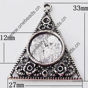 Zinc Alloy Pendant Settings, Outside diameter:27x33mm, Interior diameter:12mm, Sold by Bag 