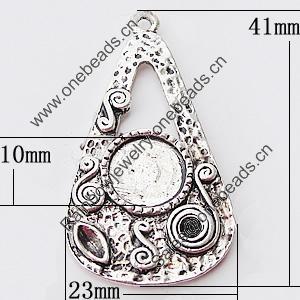 Zinc Alloy Pendant Settings, Outside diameter:23x41mm, Interior diameter:10mm, Sold by Bag 