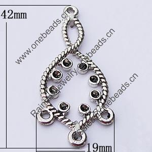 Connectors, Zinc Alloy Jewelry Findings, 19x42mm, Sold by Bag