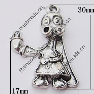 Pendant, Zinc Alloy Jewelry Findings, 17x30mm, Sold by Bag