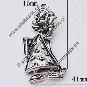 Pendant, Zinc Alloy Jewelry Findings, 15x41mm, Sold by Bag