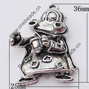 Pendant, Zinc Alloy Jewelry Findings, 25x36mm, Sold by Bag