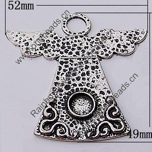 Pendant, Zinc Alloy Jewelry Findings, 52x49mm, Sold by Bag