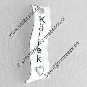 Zinc alloy Pendant, Nickel-free & Lead-free A Grade 9x30mm, Hole:2mm, Sold by PC
