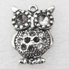 Pendant, Zinc Alloy Jewelry Findings, Die Eule, 15x20mm, Sold by Bag