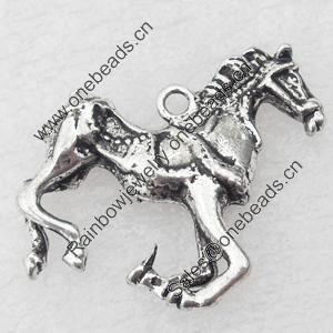 Pendant, Zinc Alloy Jewelry Findings, Horse, 24x32mm, Sold by Bag