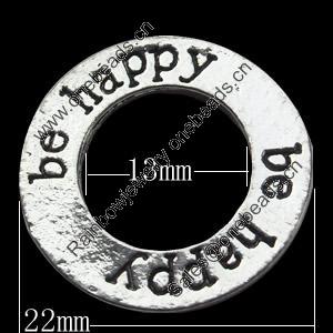 Donut, Zinc Alloy Jewelry Findings, O:22mm I:13mm, Sold by Bag