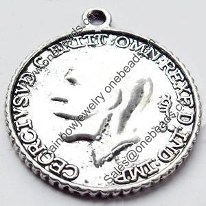 Pendant, Zinc Alloy Jewelry Findings, 23x26mm, Sold by Bag
