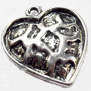 Pendant, Zinc Alloy Jewelry Findings, 20x23mm, Hole:2mm, Sold by Bag