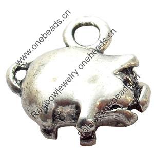 Pendant, Zinc Alloy Jewelry Findings, Pig, 9x10mm, Sold by Bag